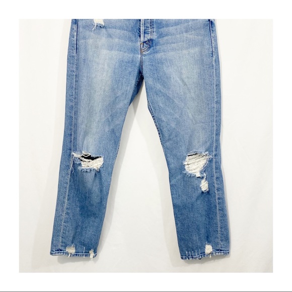 MOTHER Superior The Tomcat Distressed Straight High Rise Denim Jeans Confession - Picture 5 of 14